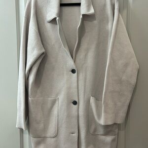 J. Crew Light Dove Grey Button-Front Long Cardigan